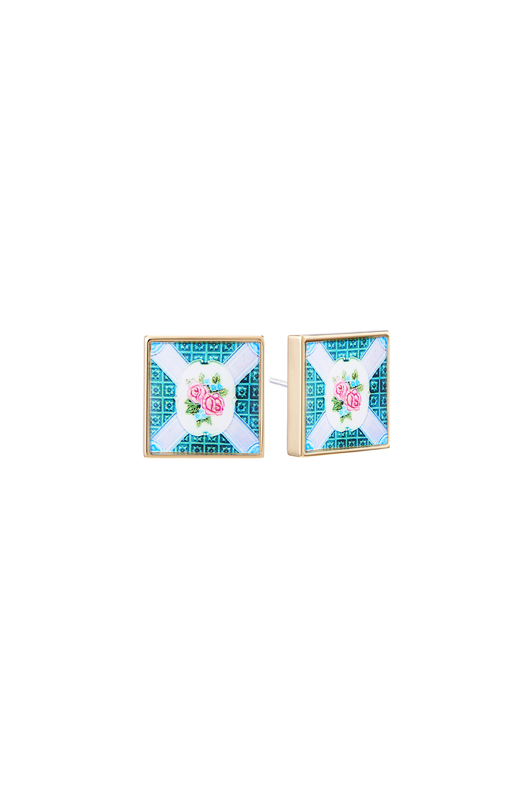 Peranakan Tile Stud - French Cross