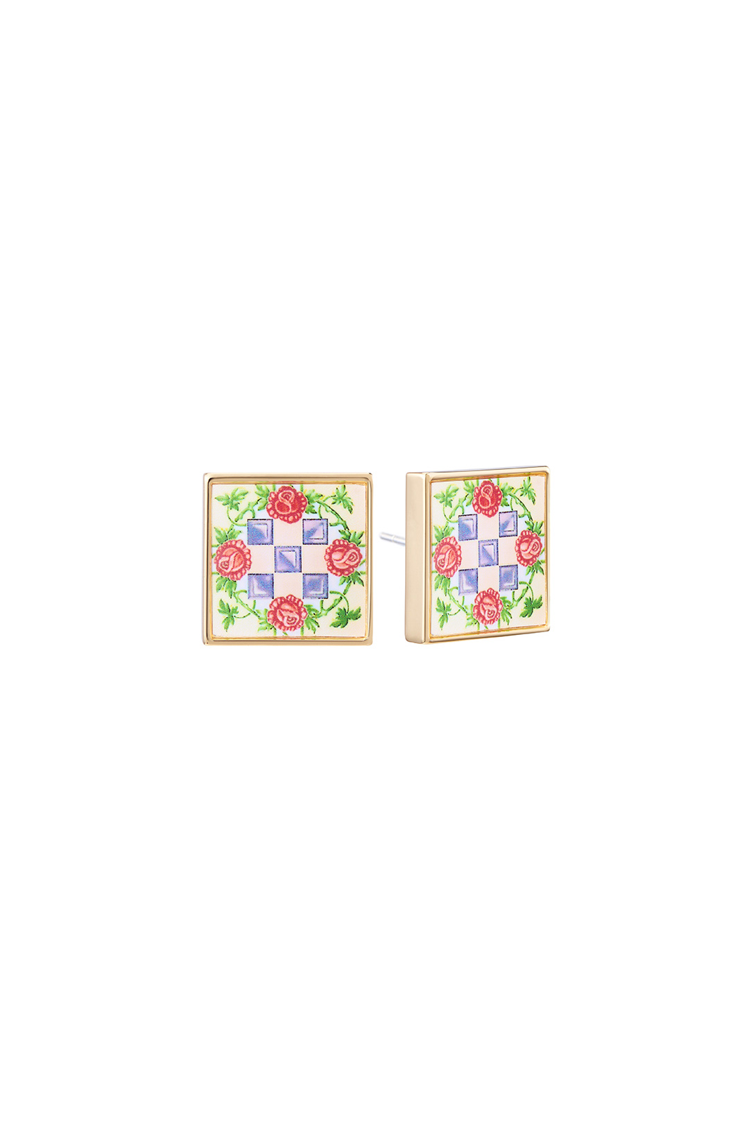 Peranakan Tile Stud - French Rose