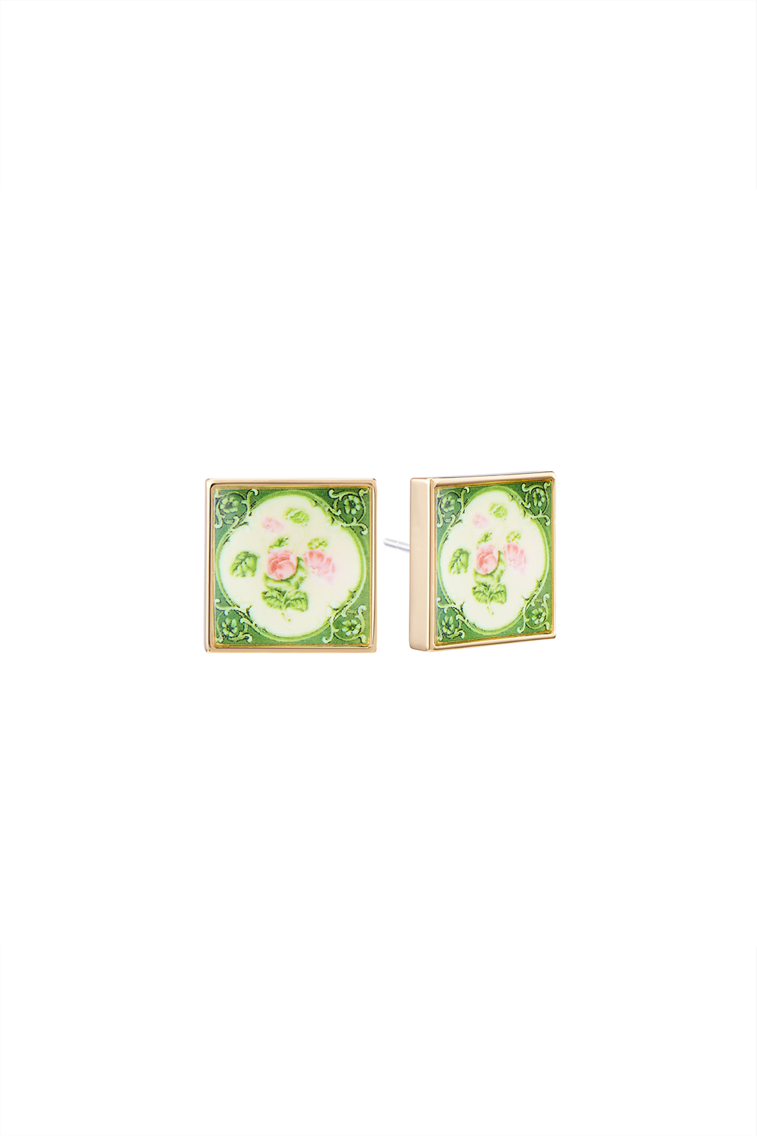 Peranakan Tile Stud - Oriental Lotus