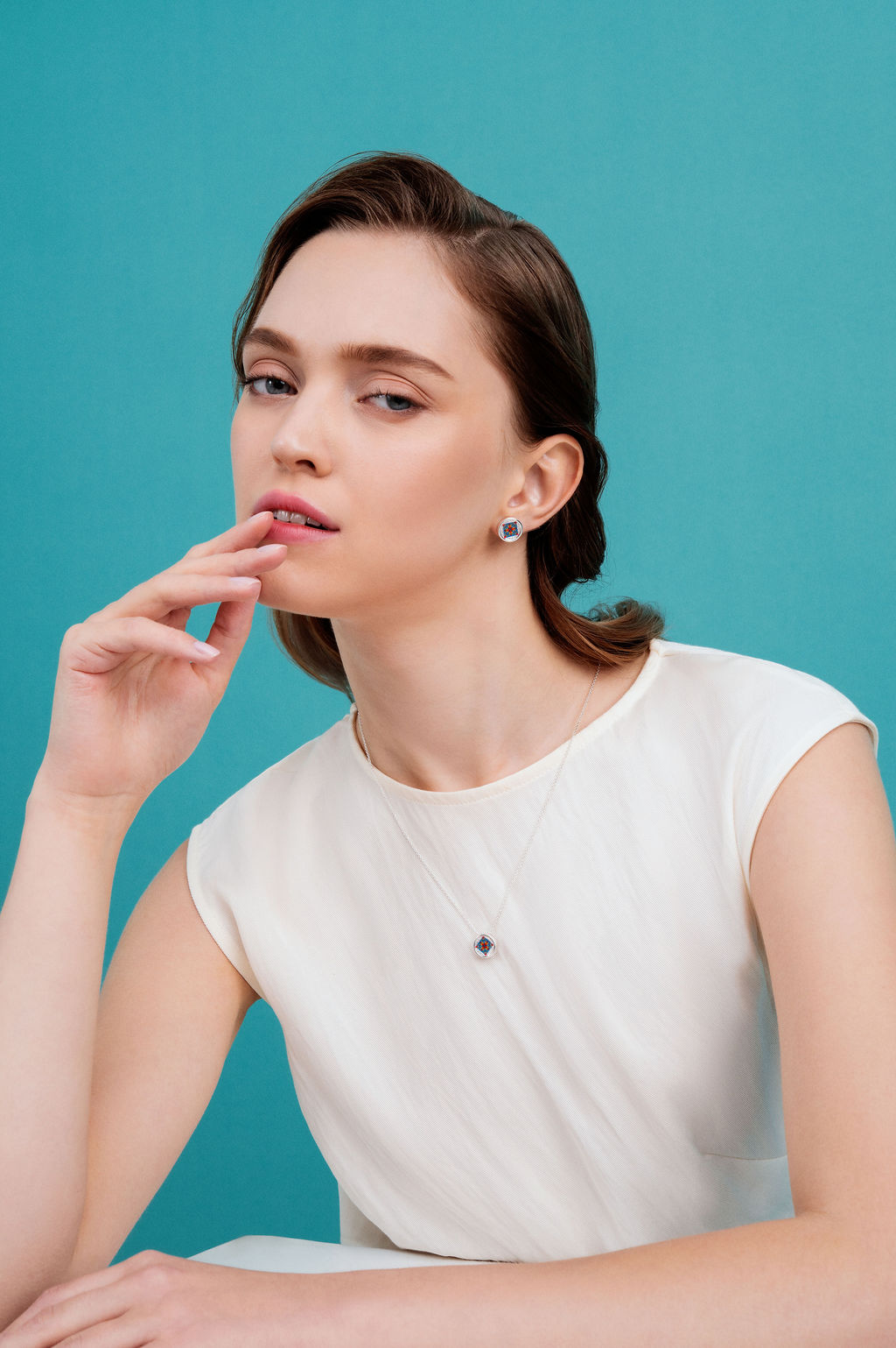 Italian Medallion Pendant Necklace - Blue