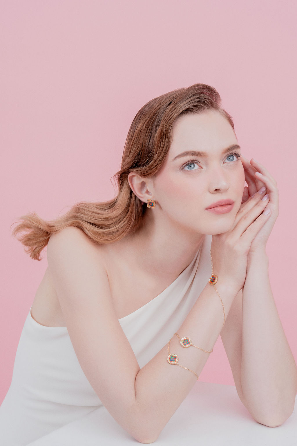 Korean Dancheong Floral Long Necklace