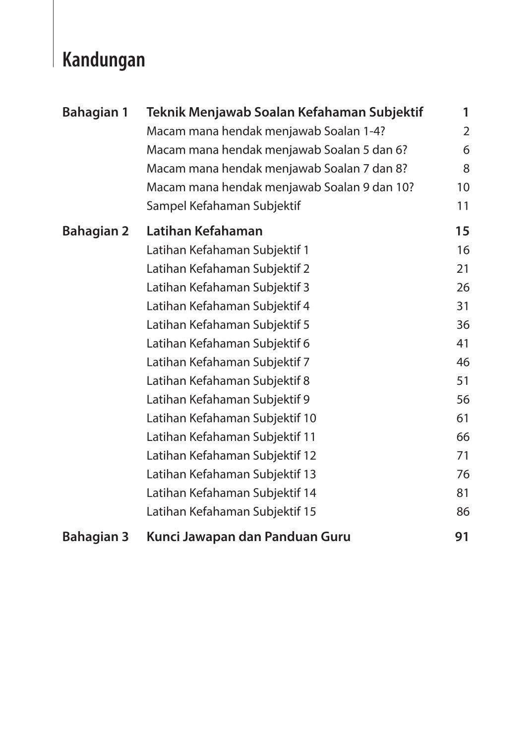 Latihan Kefahaman Subjektif Menengah 4