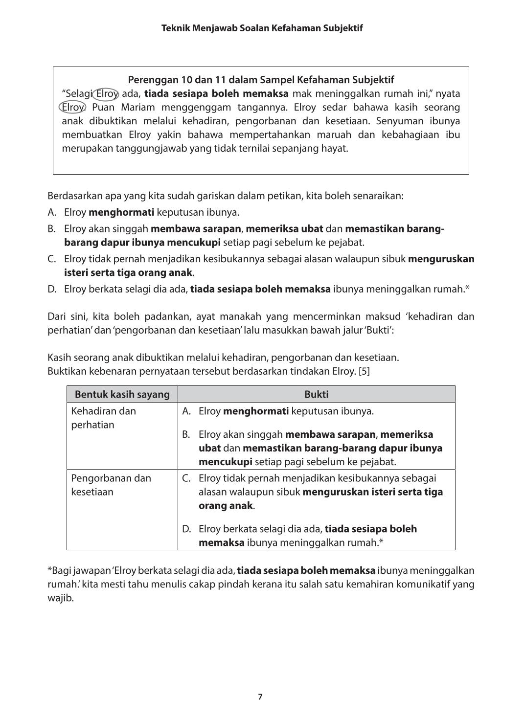 Latihan Kefahaman Subjektif Menengah 4