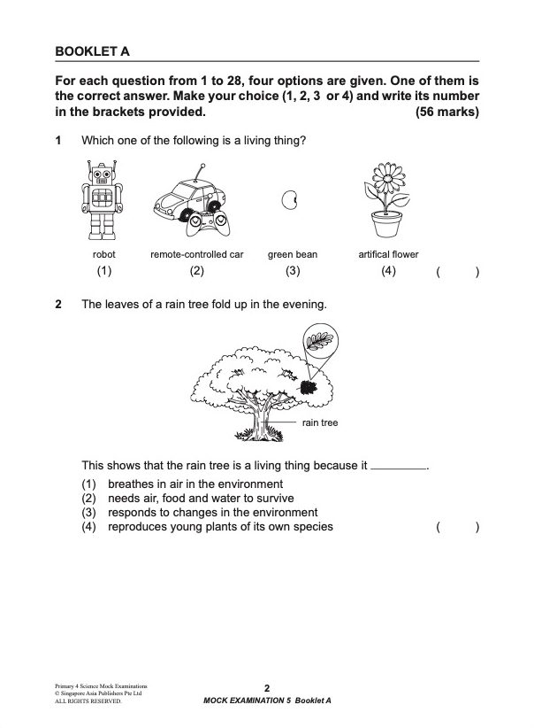 Primary 4 Science Mock Examinations
