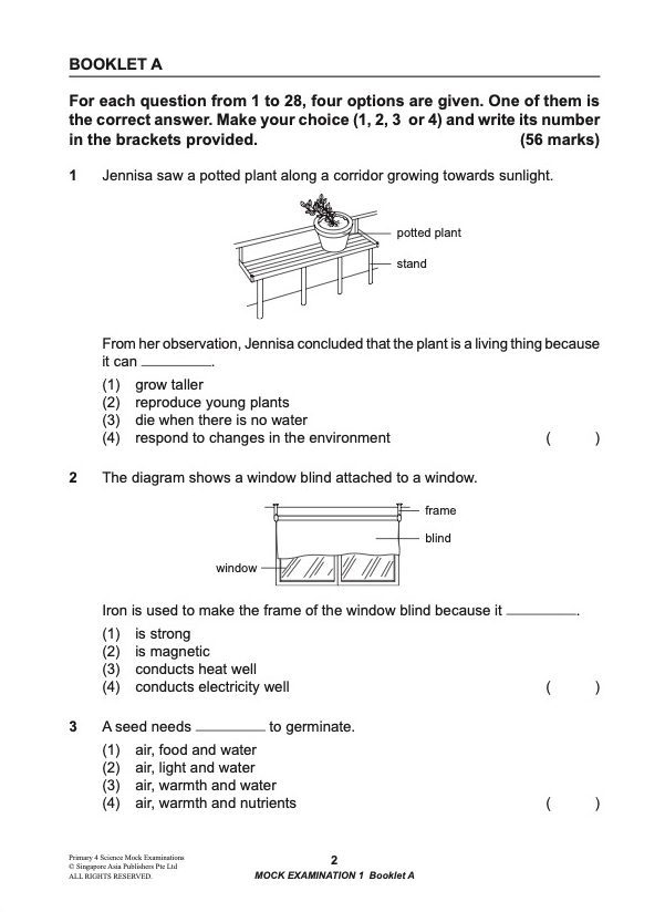 Primary 4 Science Mock Examinations