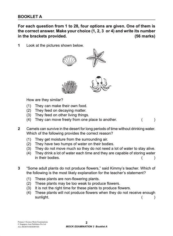 Primary 4 Science Mock Examinations