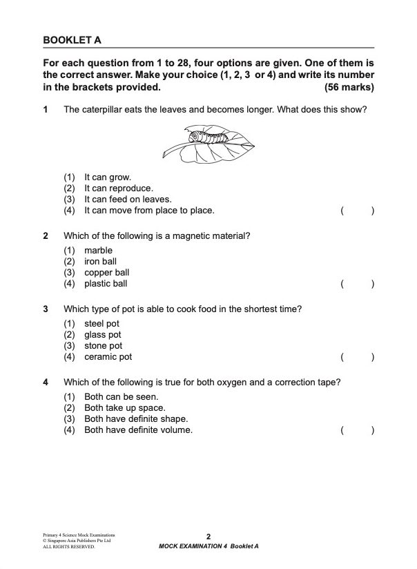 Primary 4 Science Mock Examinations