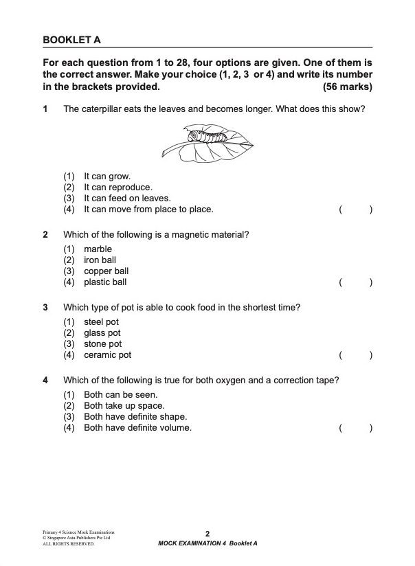 Primary 4 Science Mock Examinations