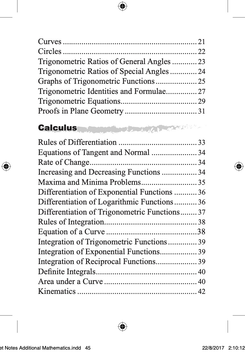 Pocket Notes Additional Mathematics