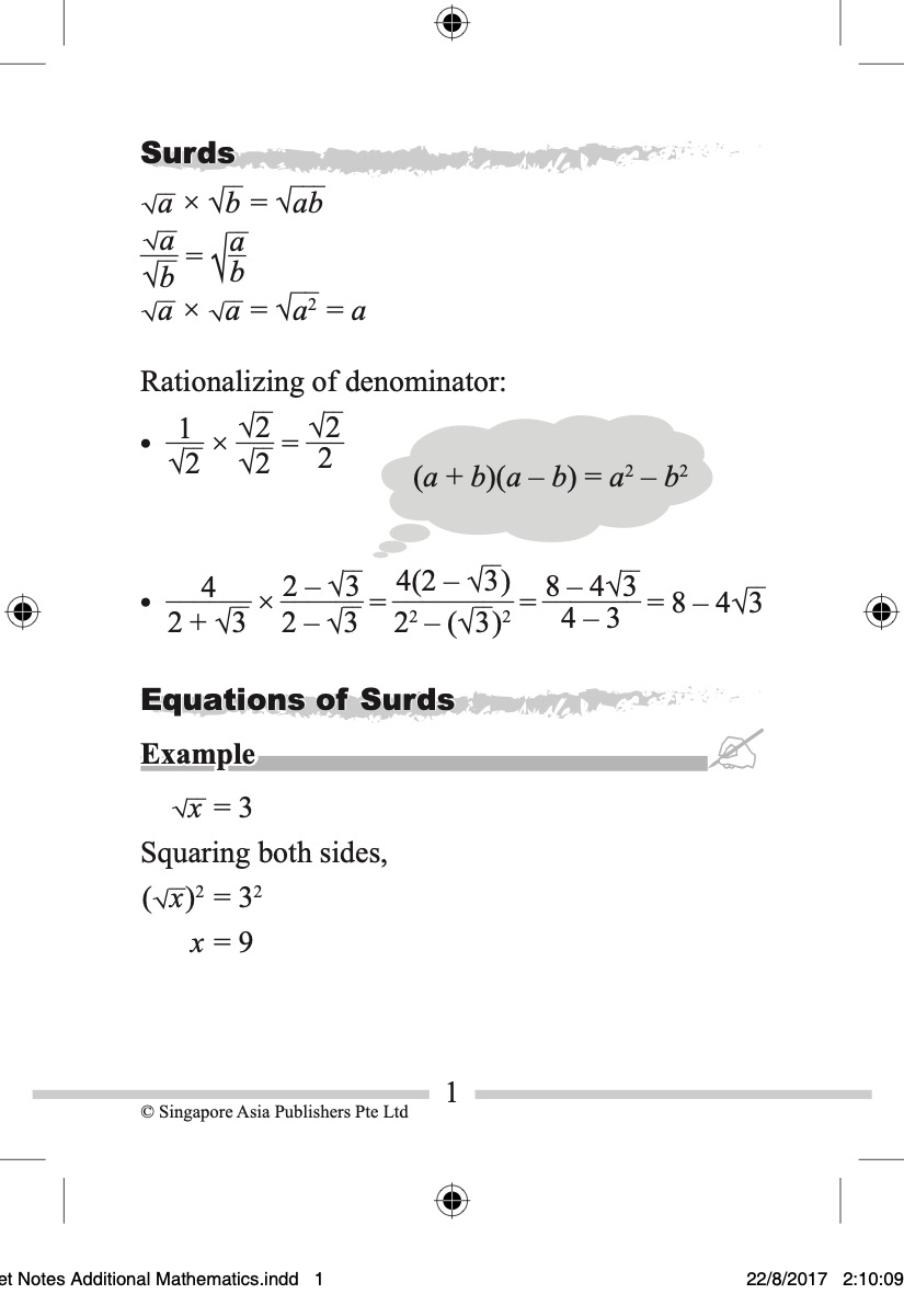 Pocket Notes Additional Mathematics
