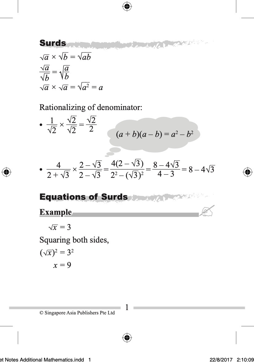 Pocket Notes Additional Mathematics