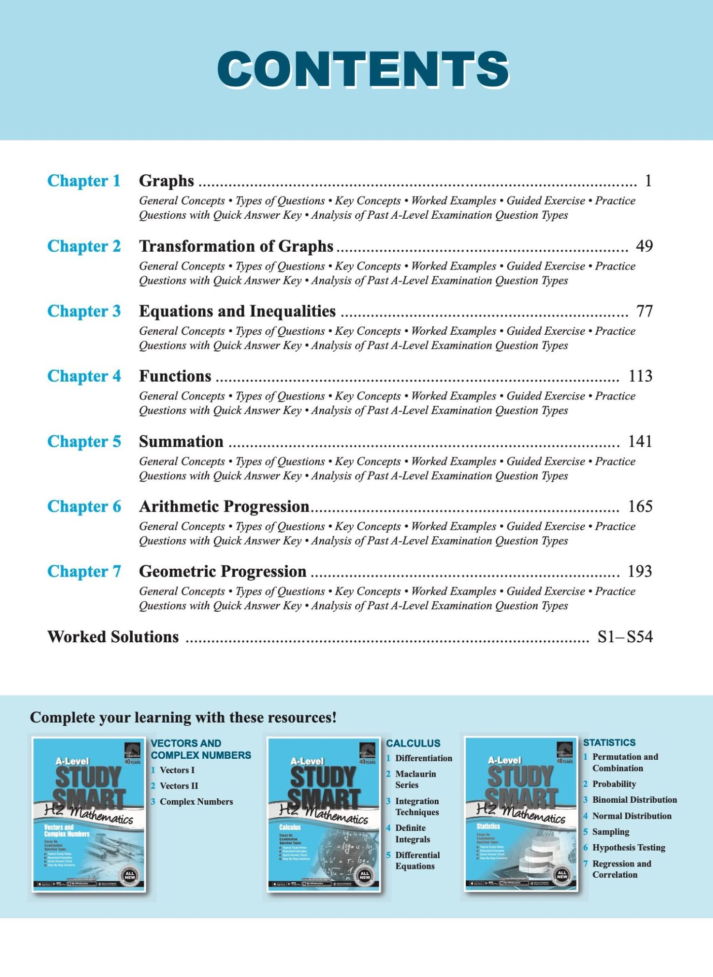 A-Level STUDY SMART H2 Mathematics Graphs, Functions and Series