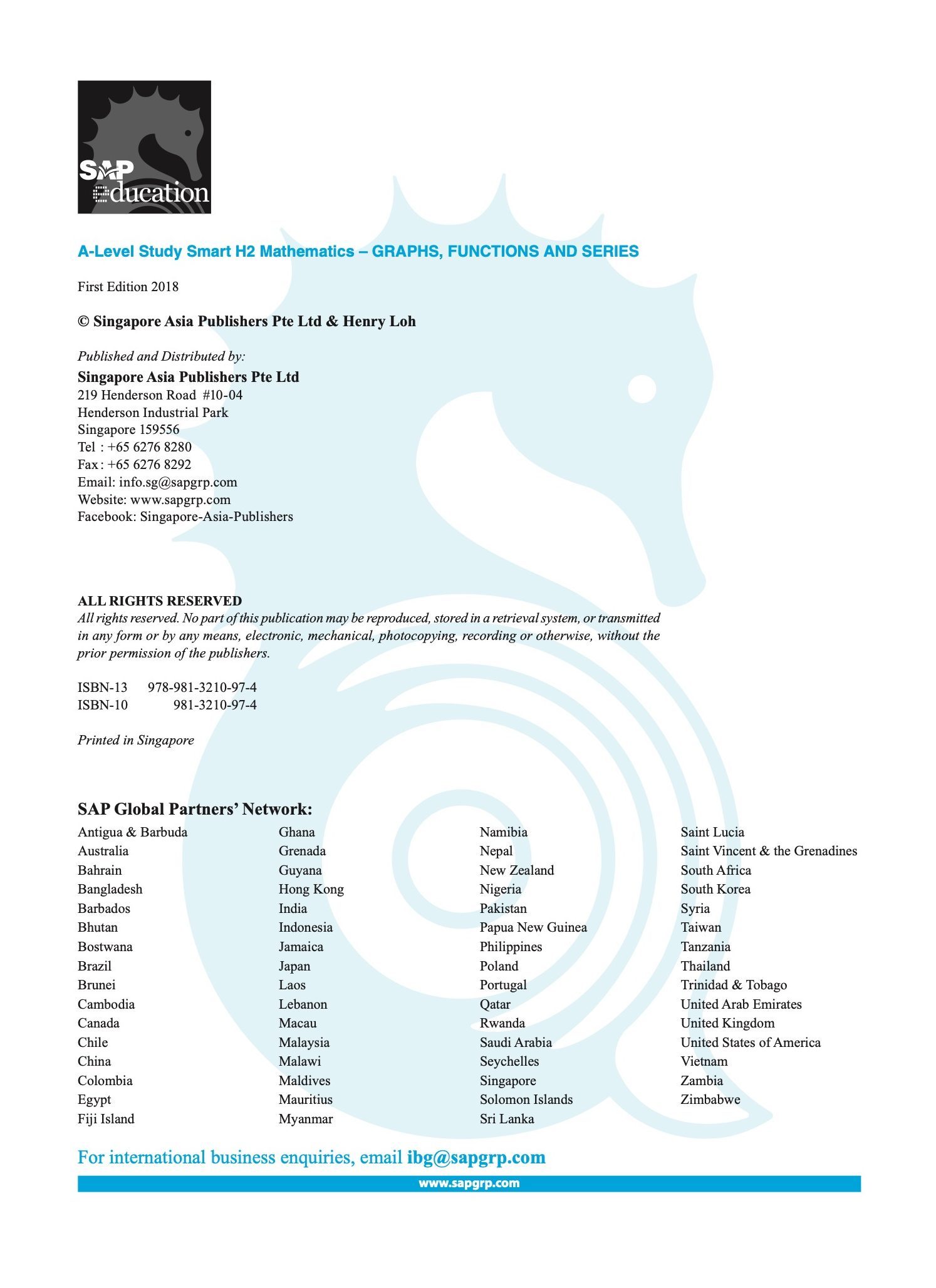 A-Level STUDY SMART H2 Mathematics Graphs, Functions and Series