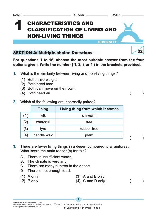 LEARNING SCIENCE Diversity . Cycles . Systems . Interactions . Energy LOWER BLOCK 3/4