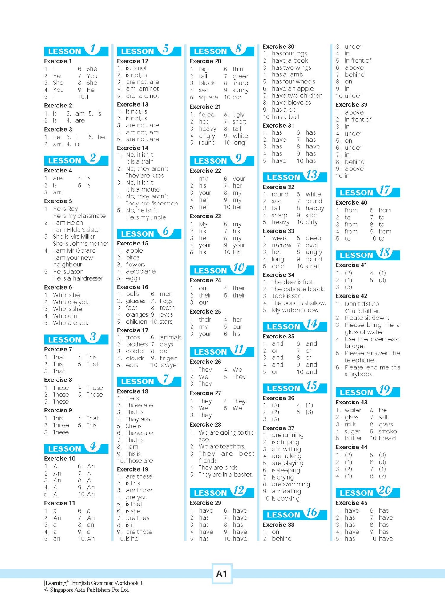 LEARNING+ ENGLISH GRAMMAR Workbook 1