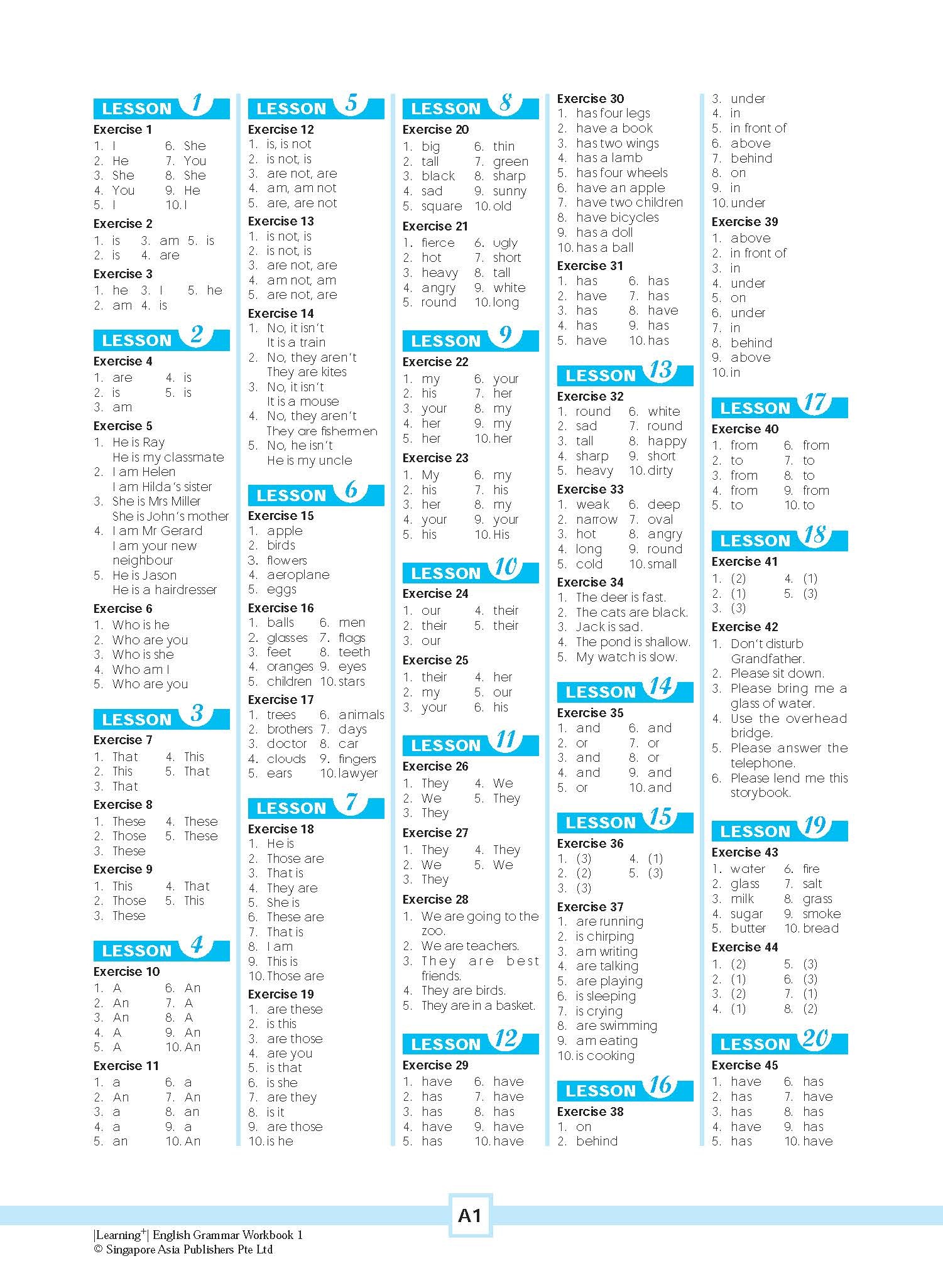 LEARNING+ ENGLISH GRAMMAR Workbook 1