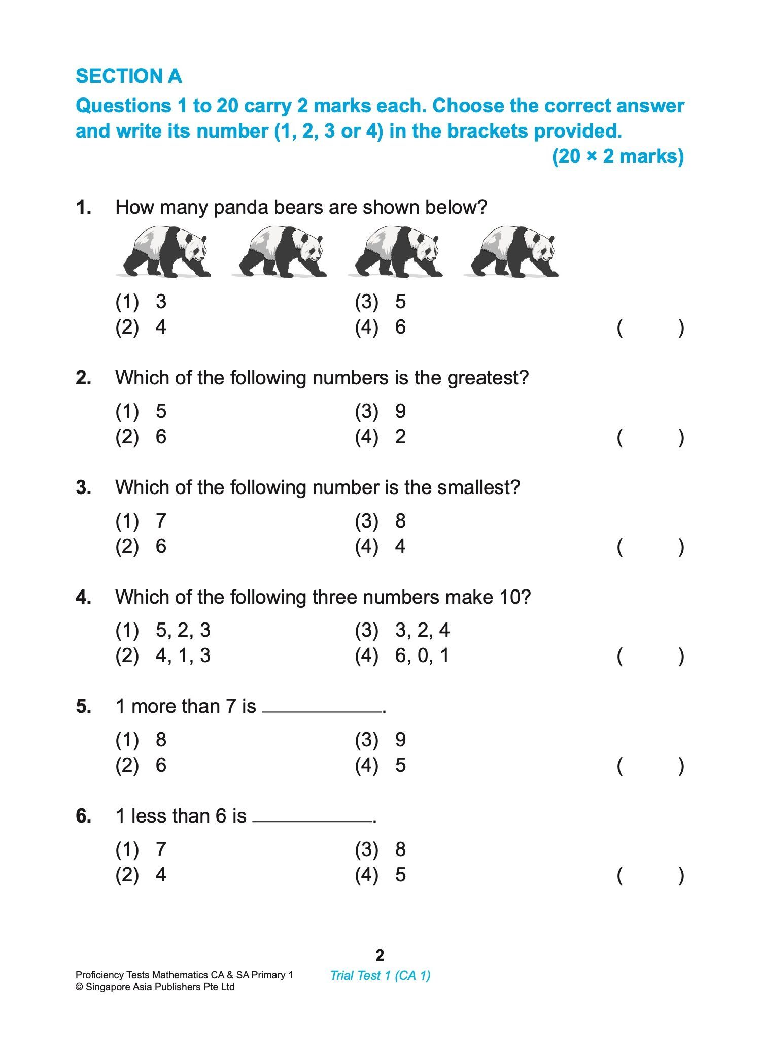 Proficiency Tests Mathematics Continual Assessment & Semestral Assessment 1