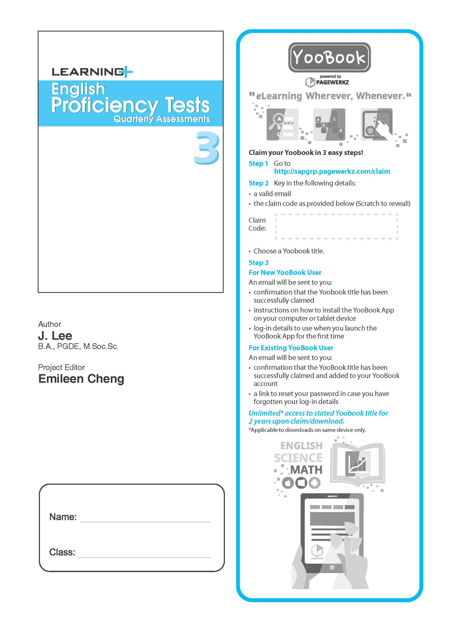 LEARNING+ English Proficiency Tests Quarterly Assessments 3