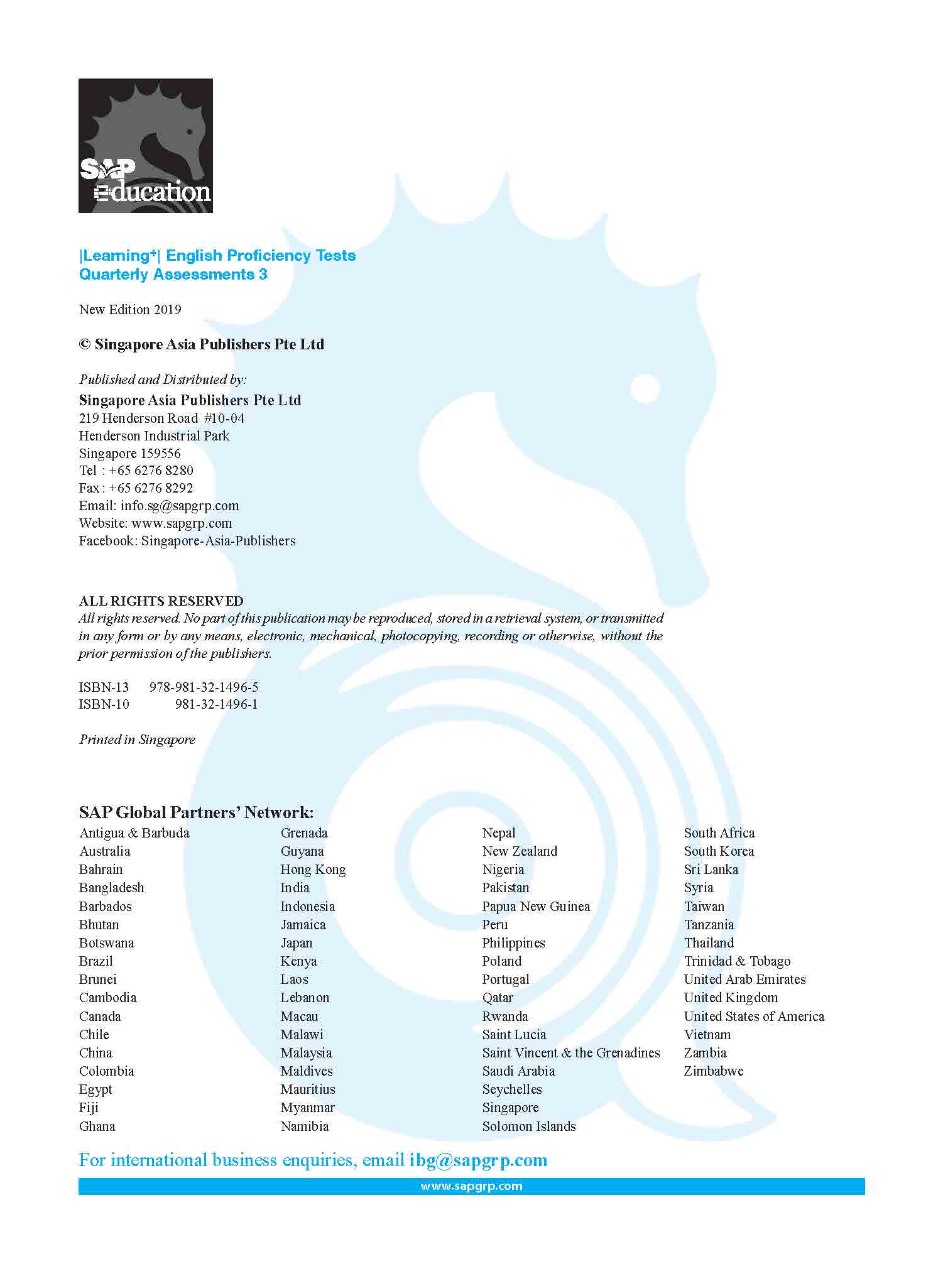 LEARNING+ English Proficiency Tests Quarterly Assessments 3