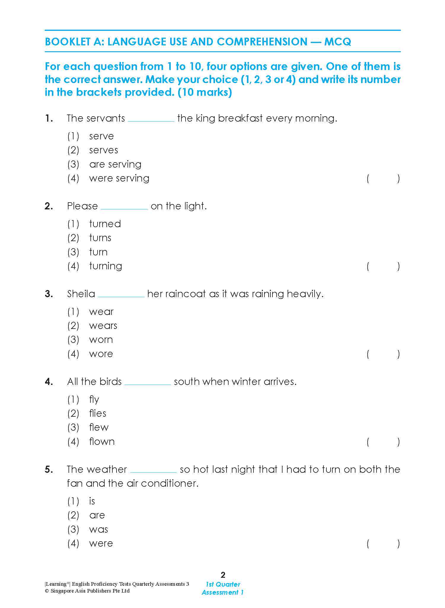 LEARNING+ English Proficiency Tests Quarterly Assessments 3