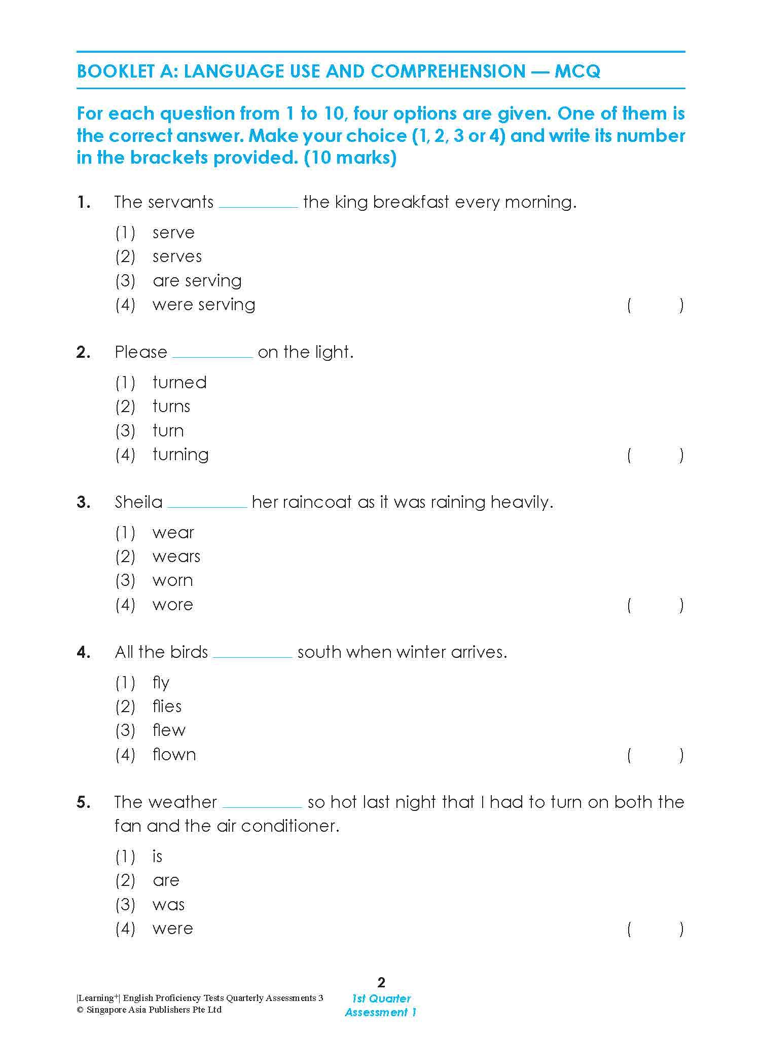 LEARNING+ English Proficiency Tests Quarterly Assessments 3