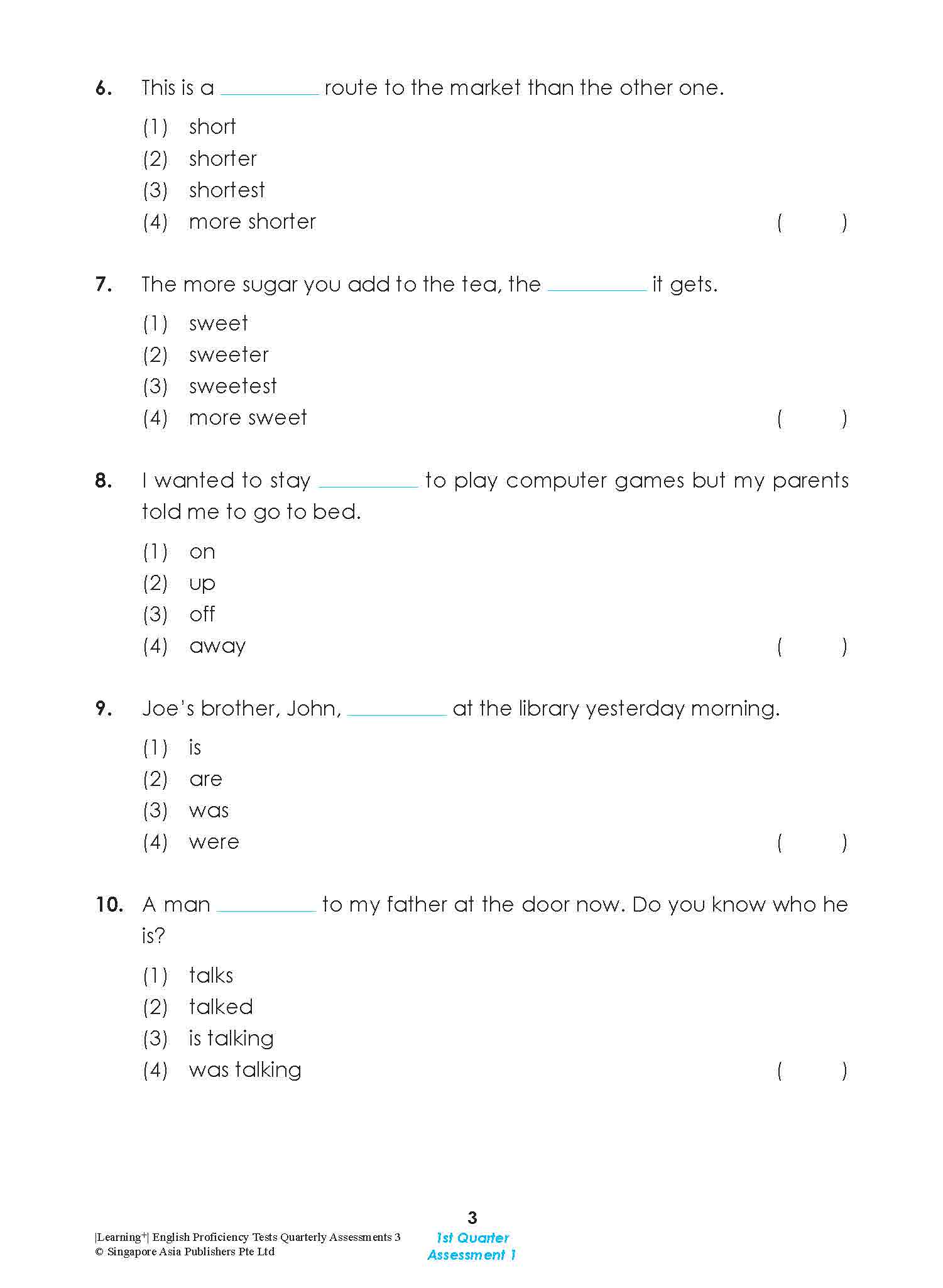 LEARNING+ English Proficiency Tests Quarterly Assessments 3
