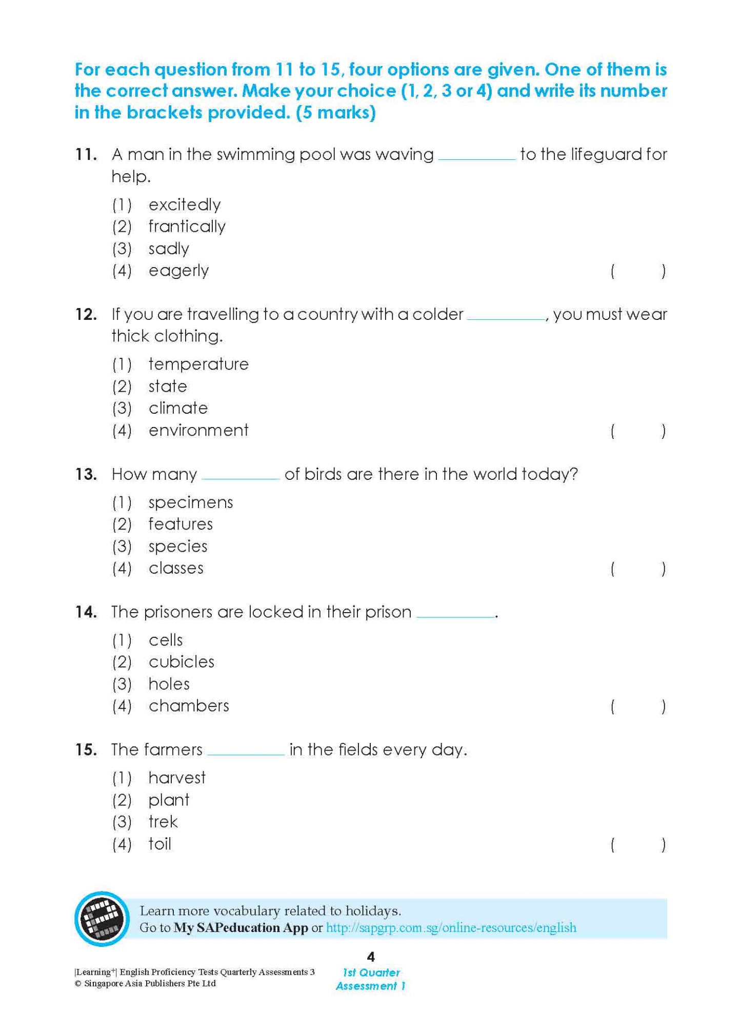 LEARNING+ English Proficiency Tests Quarterly Assessments 3