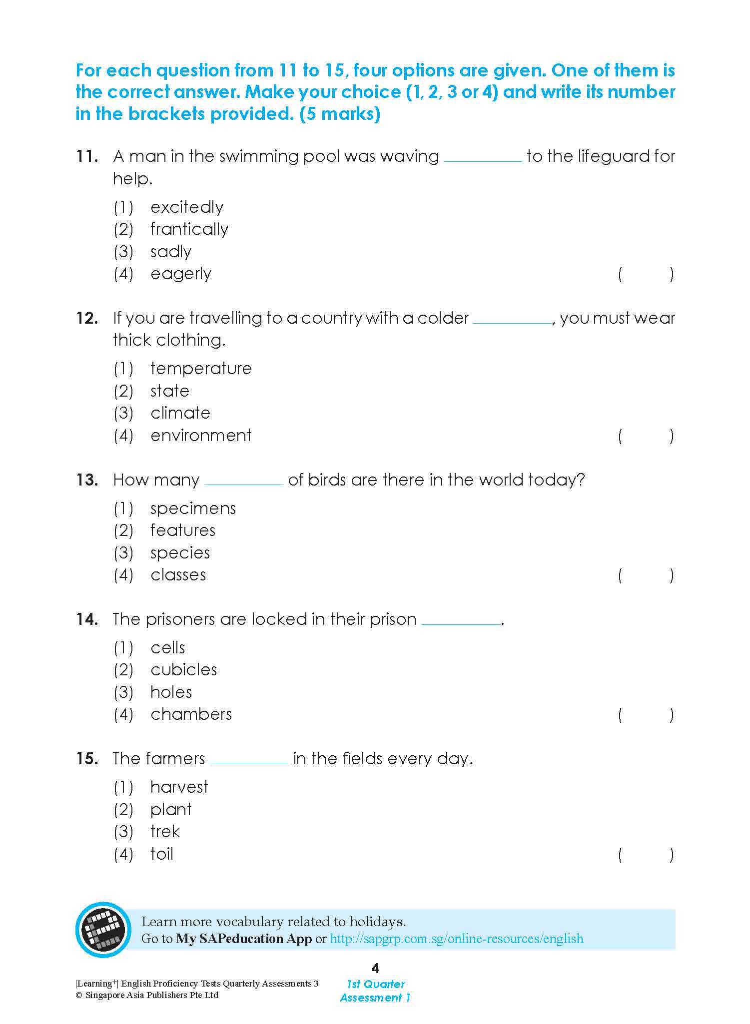 LEARNING+ English Proficiency Tests Quarterly Assessments 3