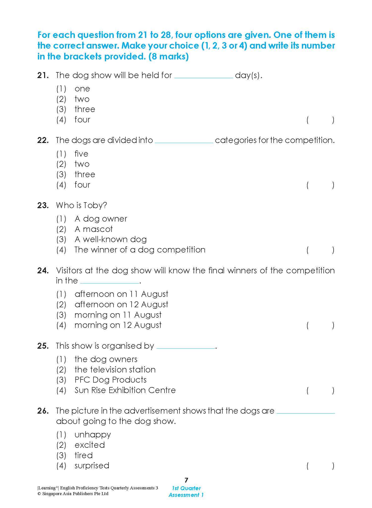 LEARNING+ English Proficiency Tests Quarterly Assessments 3