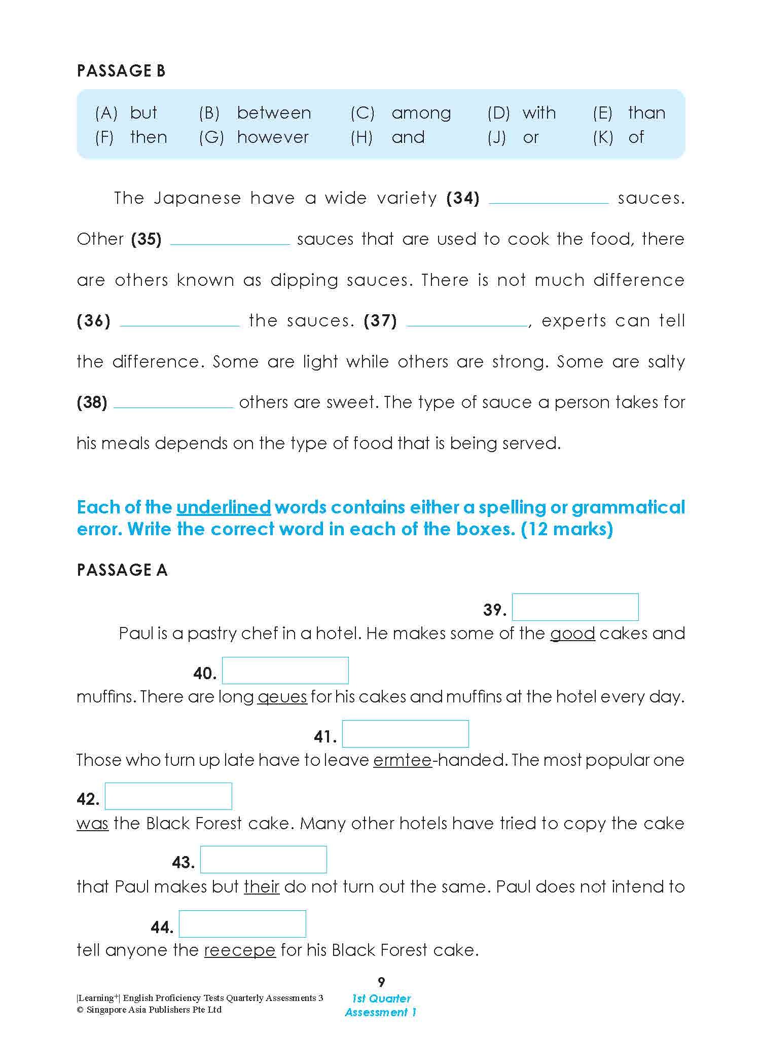 LEARNING+ English Proficiency Tests Quarterly Assessments 3