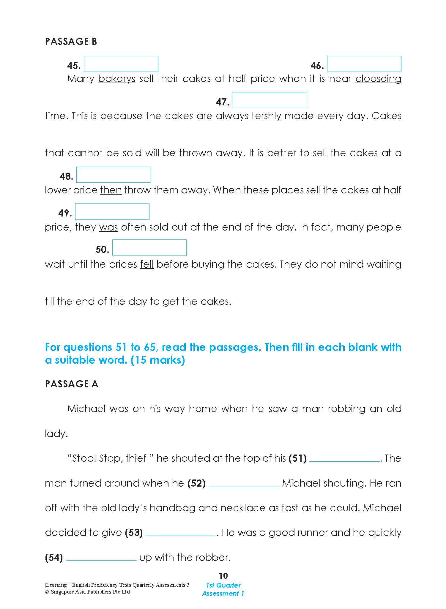 LEARNING+ English Proficiency Tests Quarterly Assessments 3