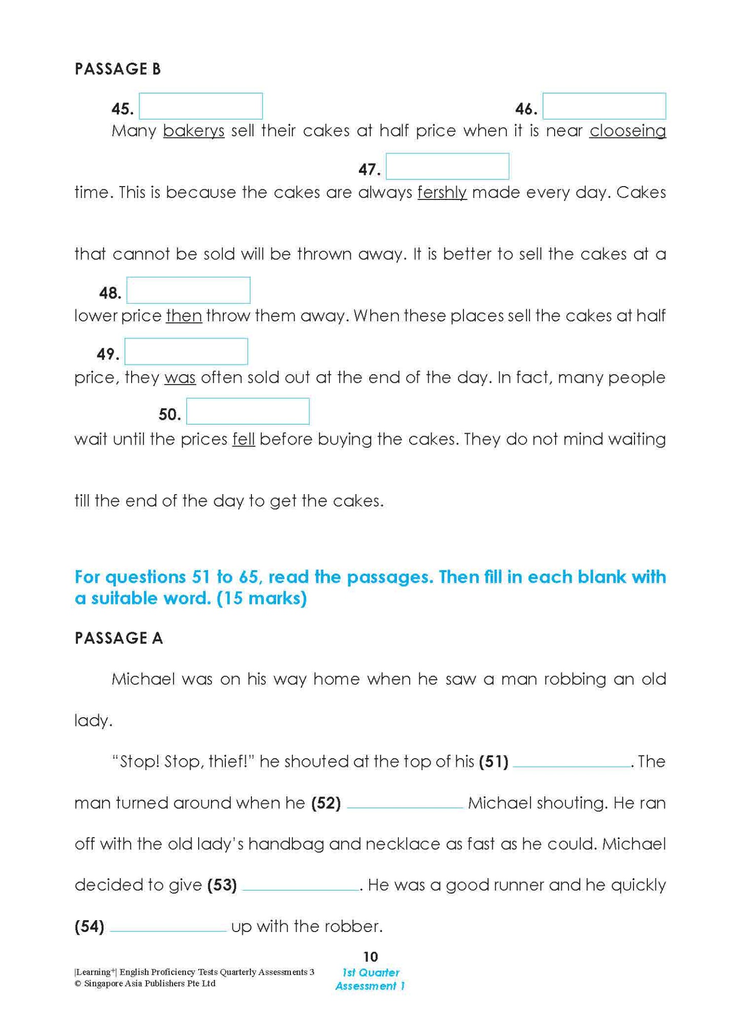 LEARNING+ English Proficiency Tests Quarterly Assessments 3