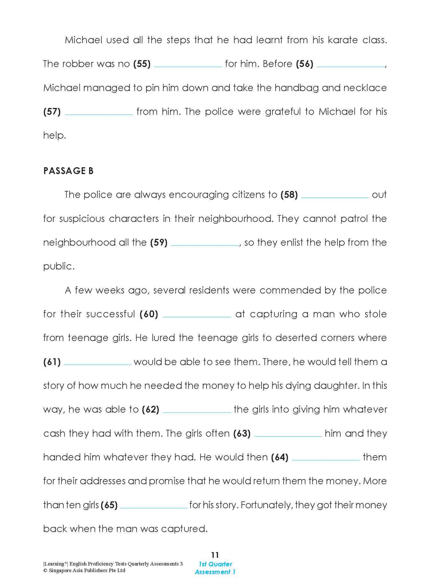 LEARNING+ English Proficiency Tests Quarterly Assessments 3