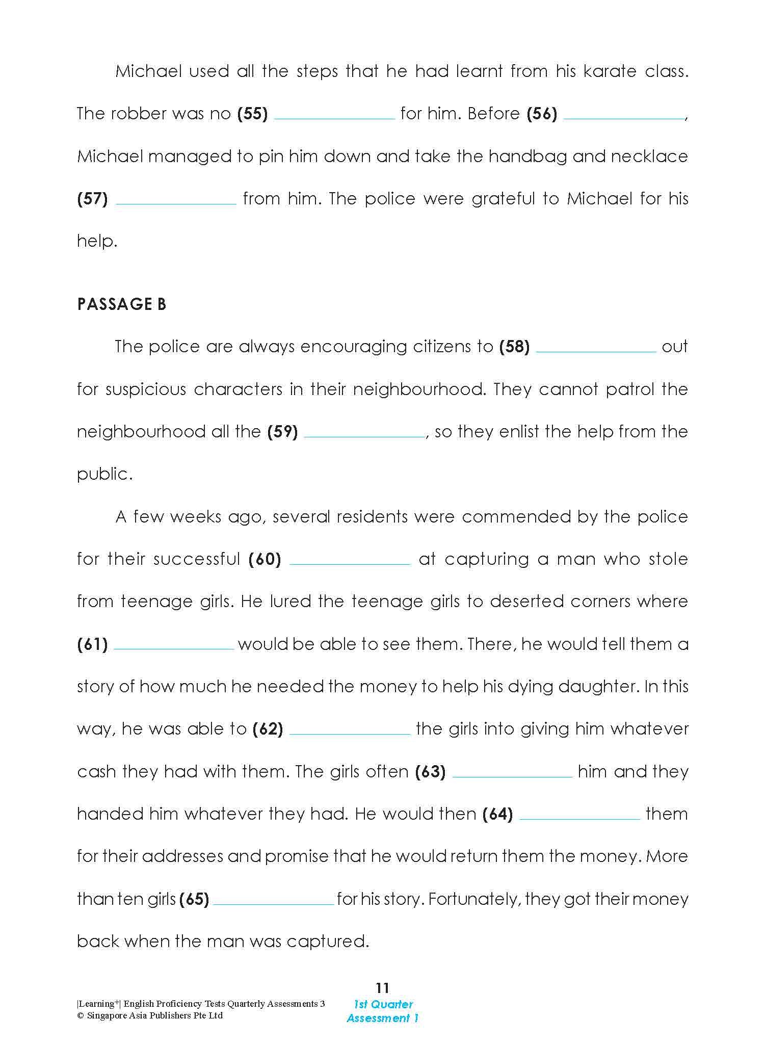 LEARNING+ English Proficiency Tests Quarterly Assessments 3