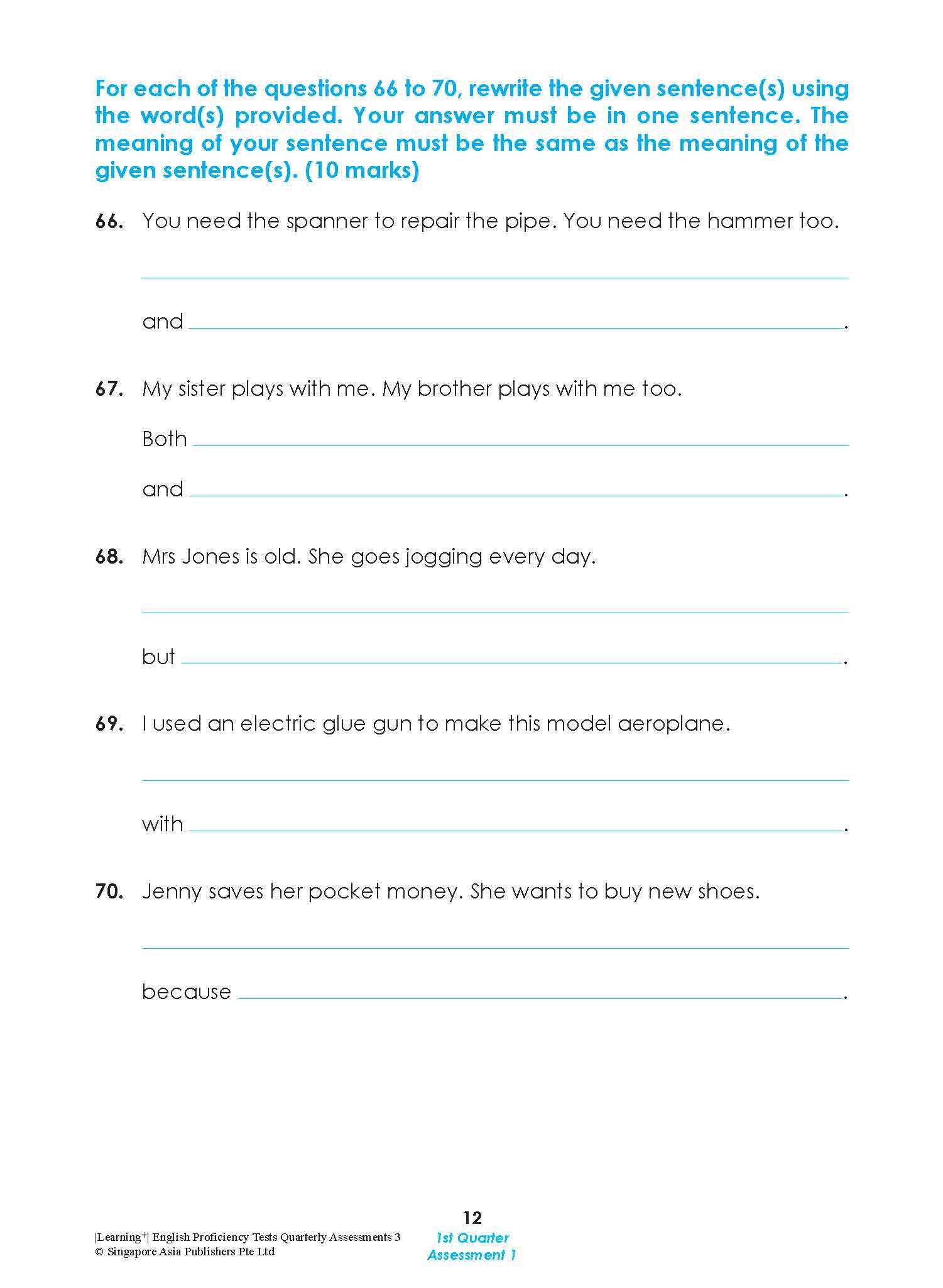 LEARNING+ English Proficiency Tests Quarterly Assessments 3