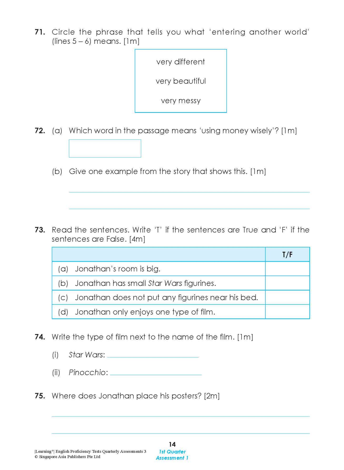 LEARNING+ English Proficiency Tests Quarterly Assessments 3
