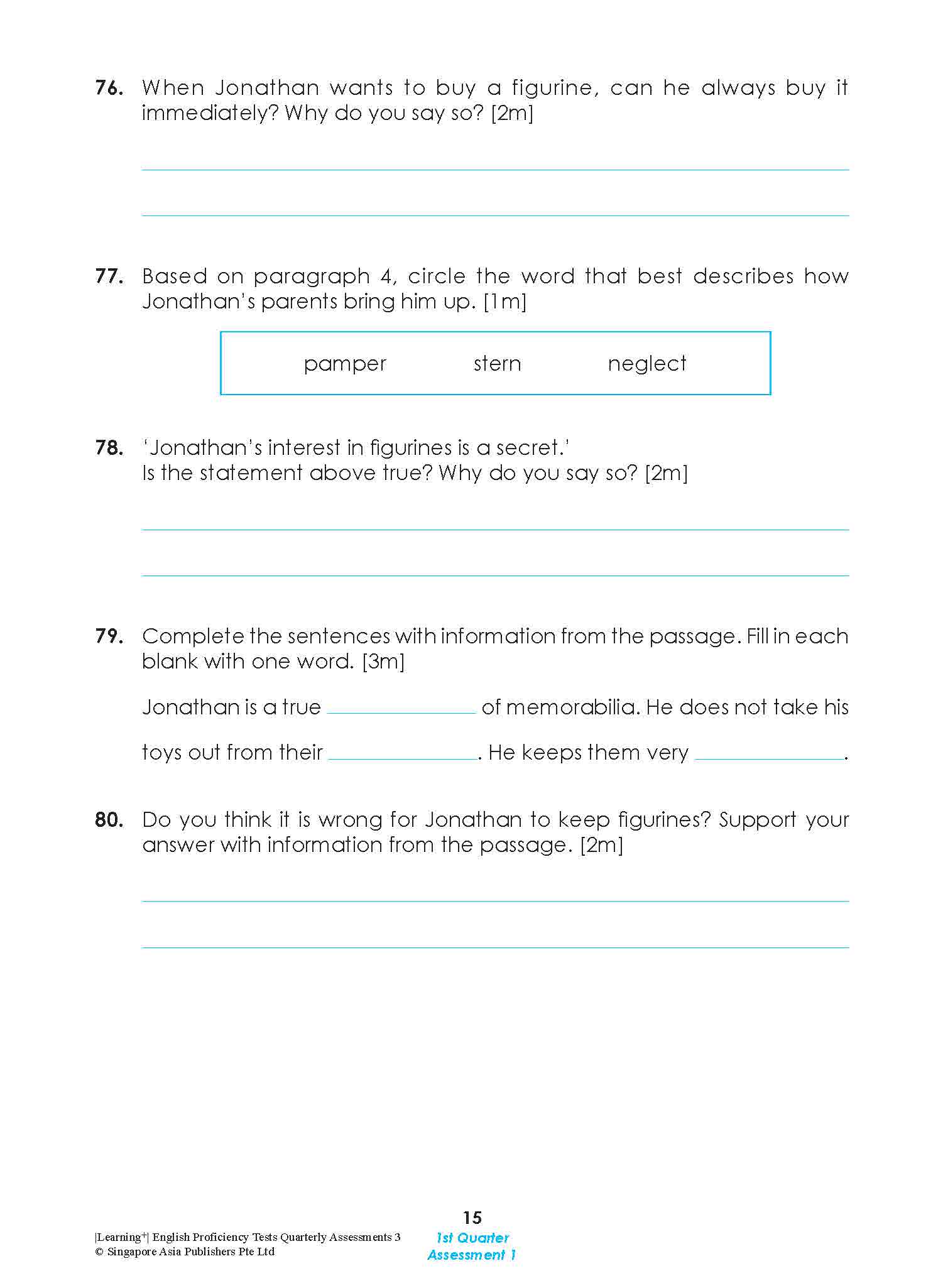 LEARNING+ English Proficiency Tests Quarterly Assessments 3