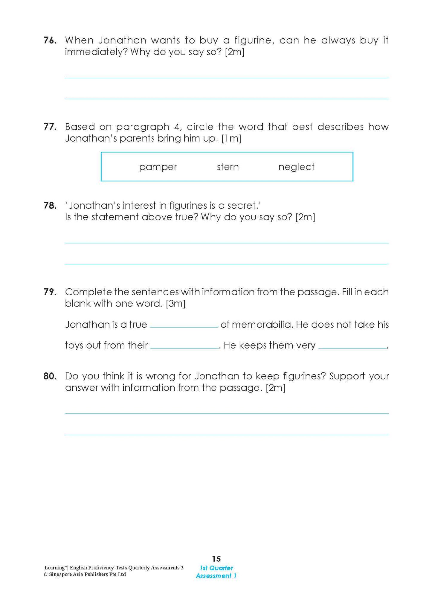 LEARNING+ English Proficiency Tests Quarterly Assessments 3