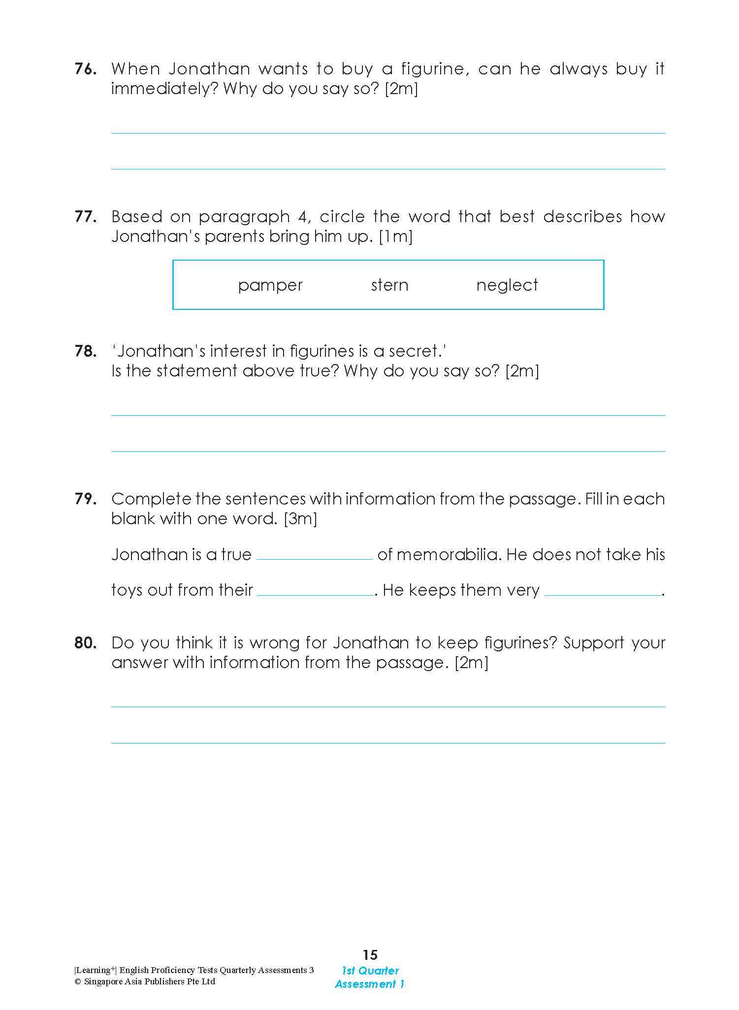 LEARNING+ English Proficiency Tests Quarterly Assessments 3