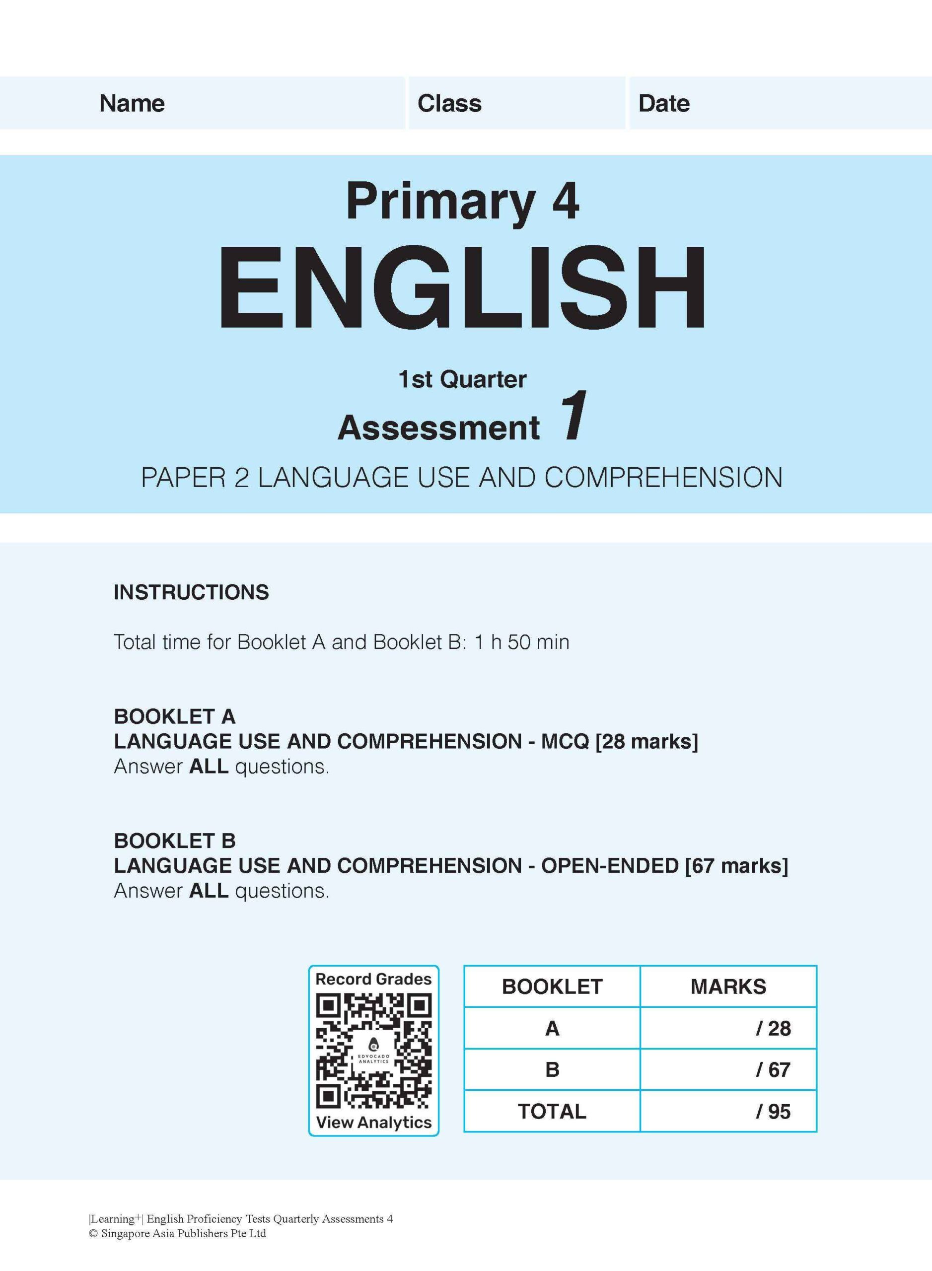 LEARNING+ English Proficiency Tests Quarterly Assessments 4