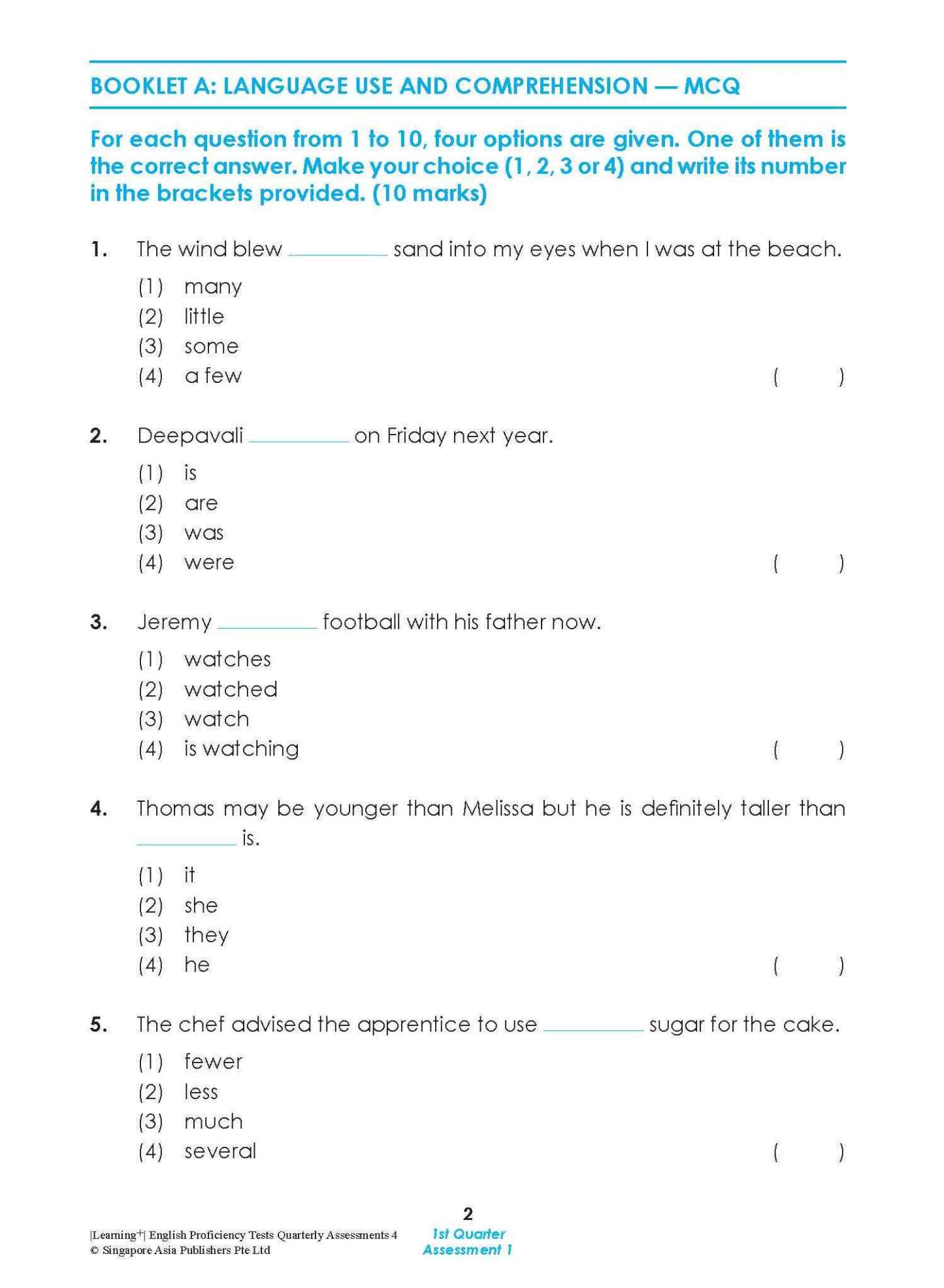 LEARNING+ English Proficiency Tests Quarterly Assessments 4