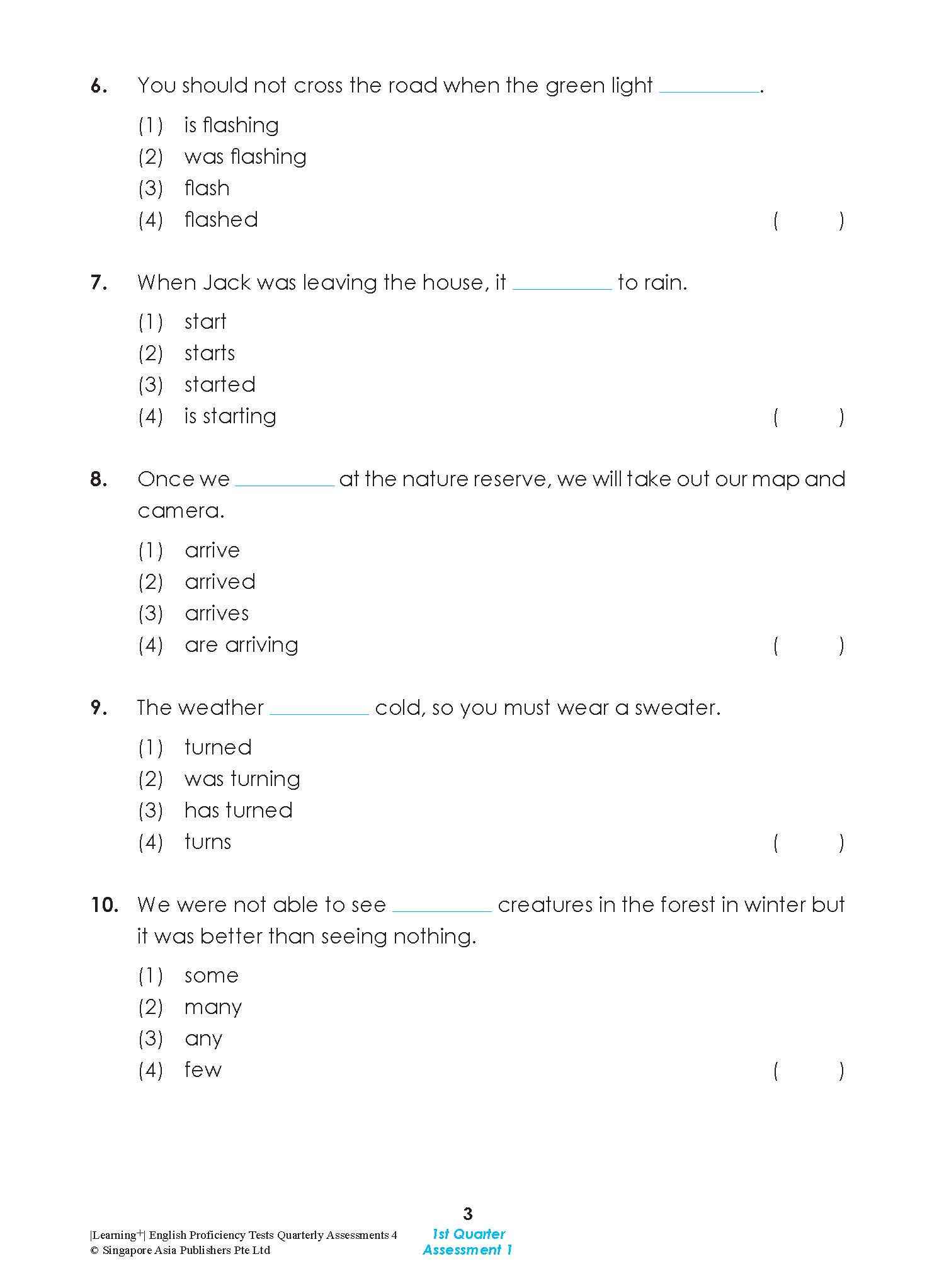 LEARNING+ English Proficiency Tests Quarterly Assessments 4