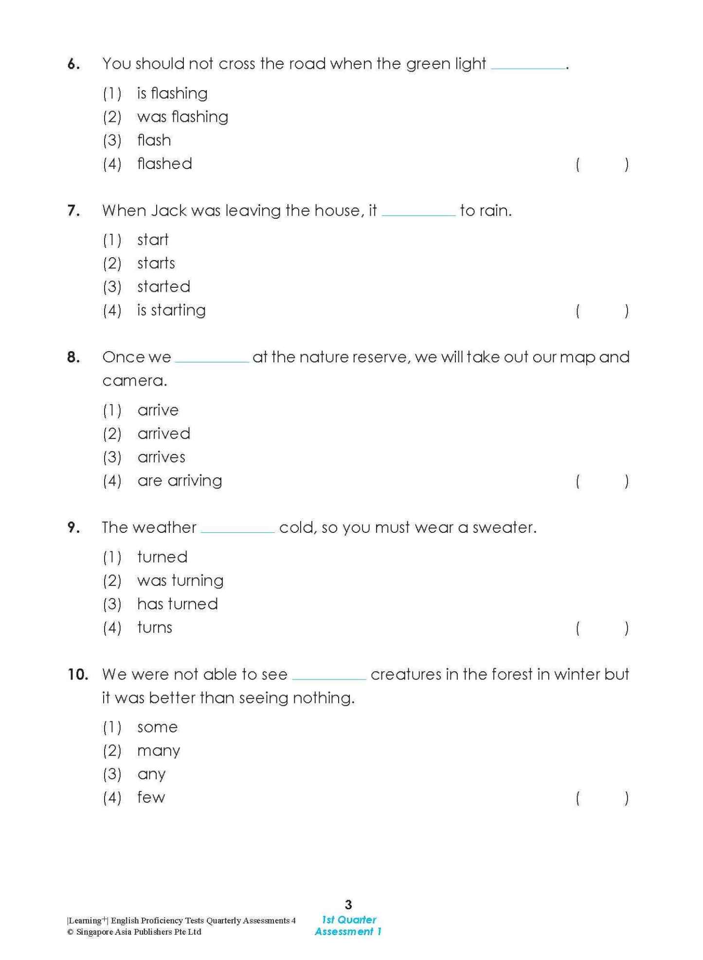 LEARNING+ English Proficiency Tests Quarterly Assessments 4