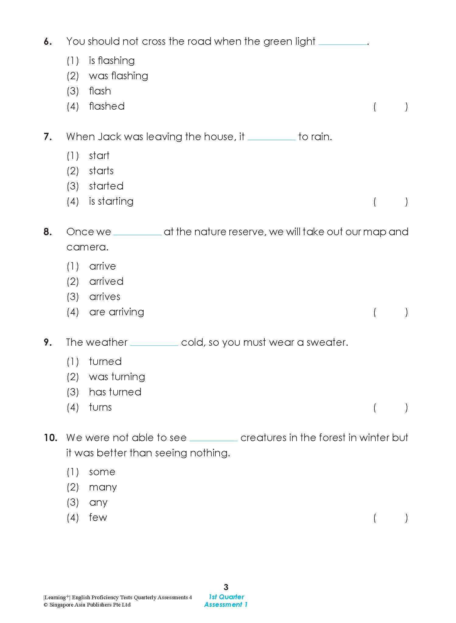 LEARNING+ English Proficiency Tests Quarterly Assessments 4