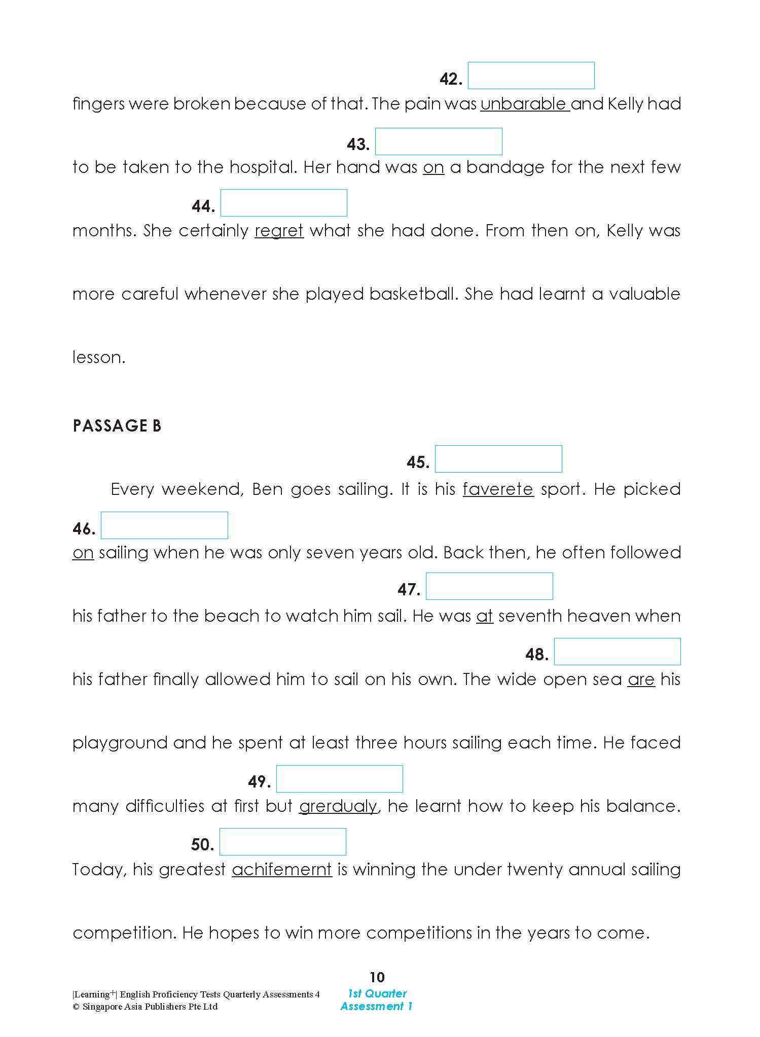 LEARNING+ English Proficiency Tests Quarterly Assessments 4