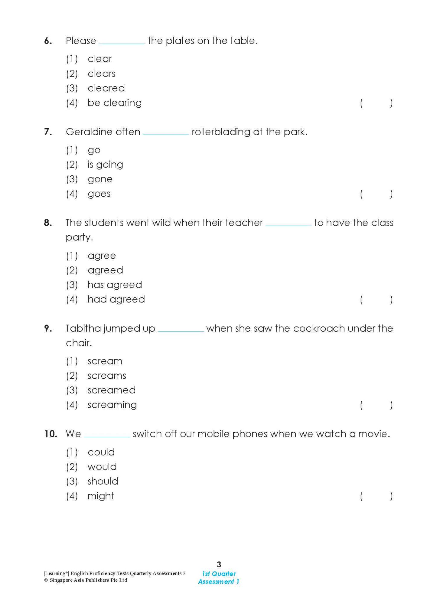 LEARNING+ English Proficiency Tests Quarterly Assessments 5