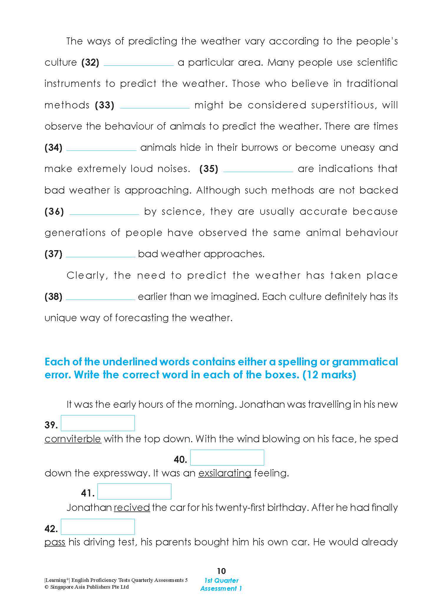 LEARNING+ English Proficiency Tests Quarterly Assessments 5