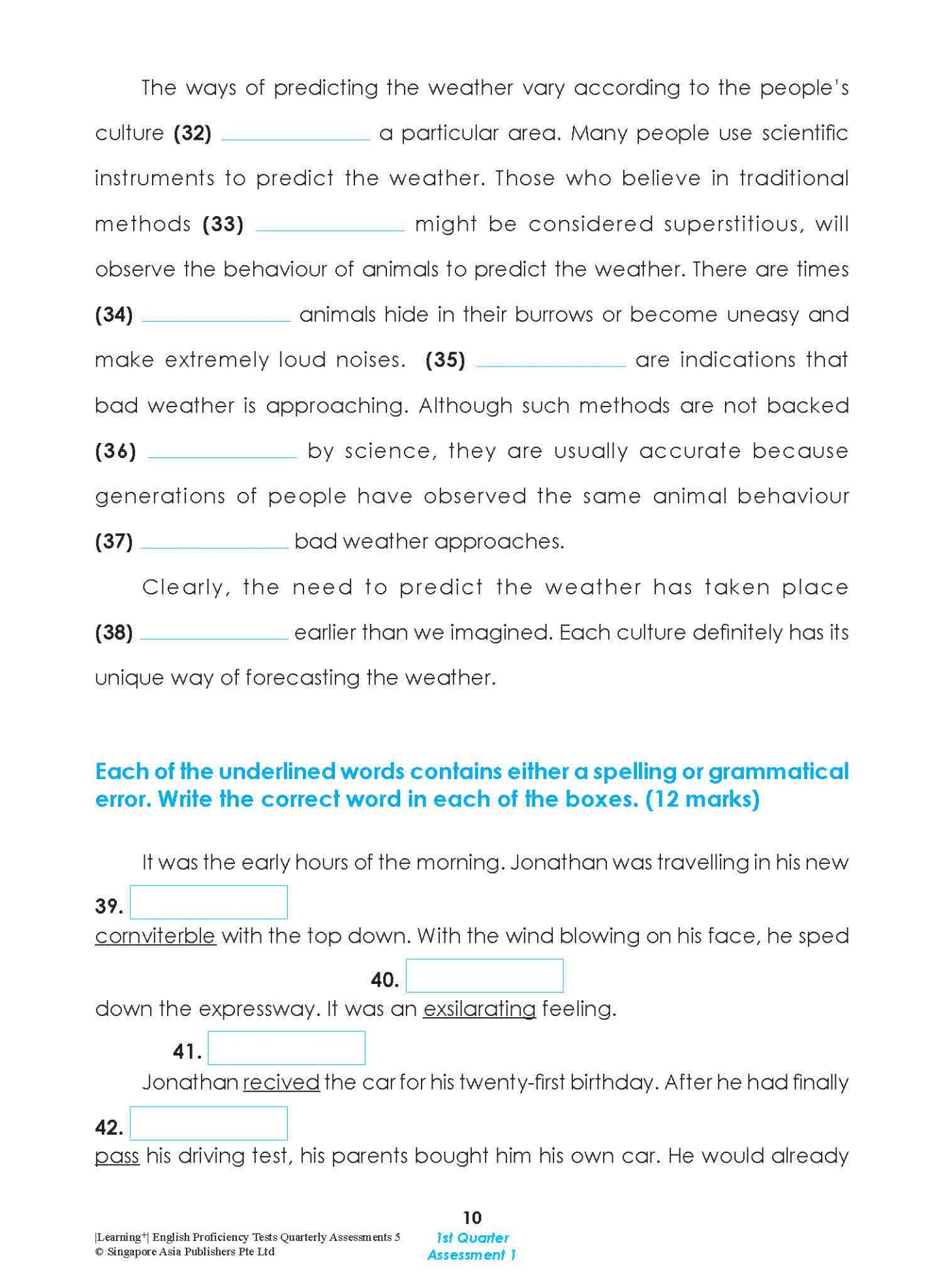 LEARNING+ English Proficiency Tests Quarterly Assessments 5