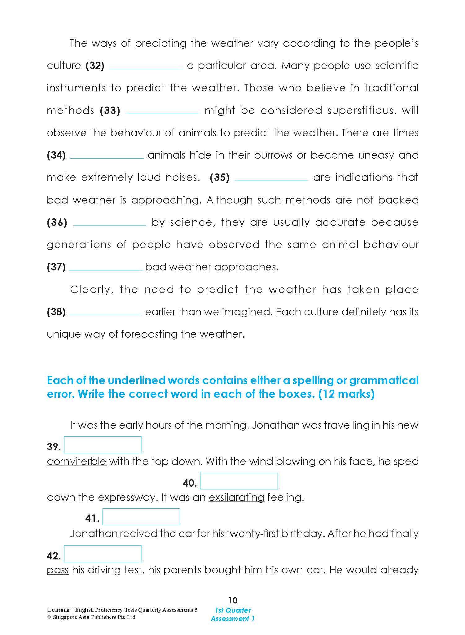 LEARNING+ English Proficiency Tests Quarterly Assessments 5