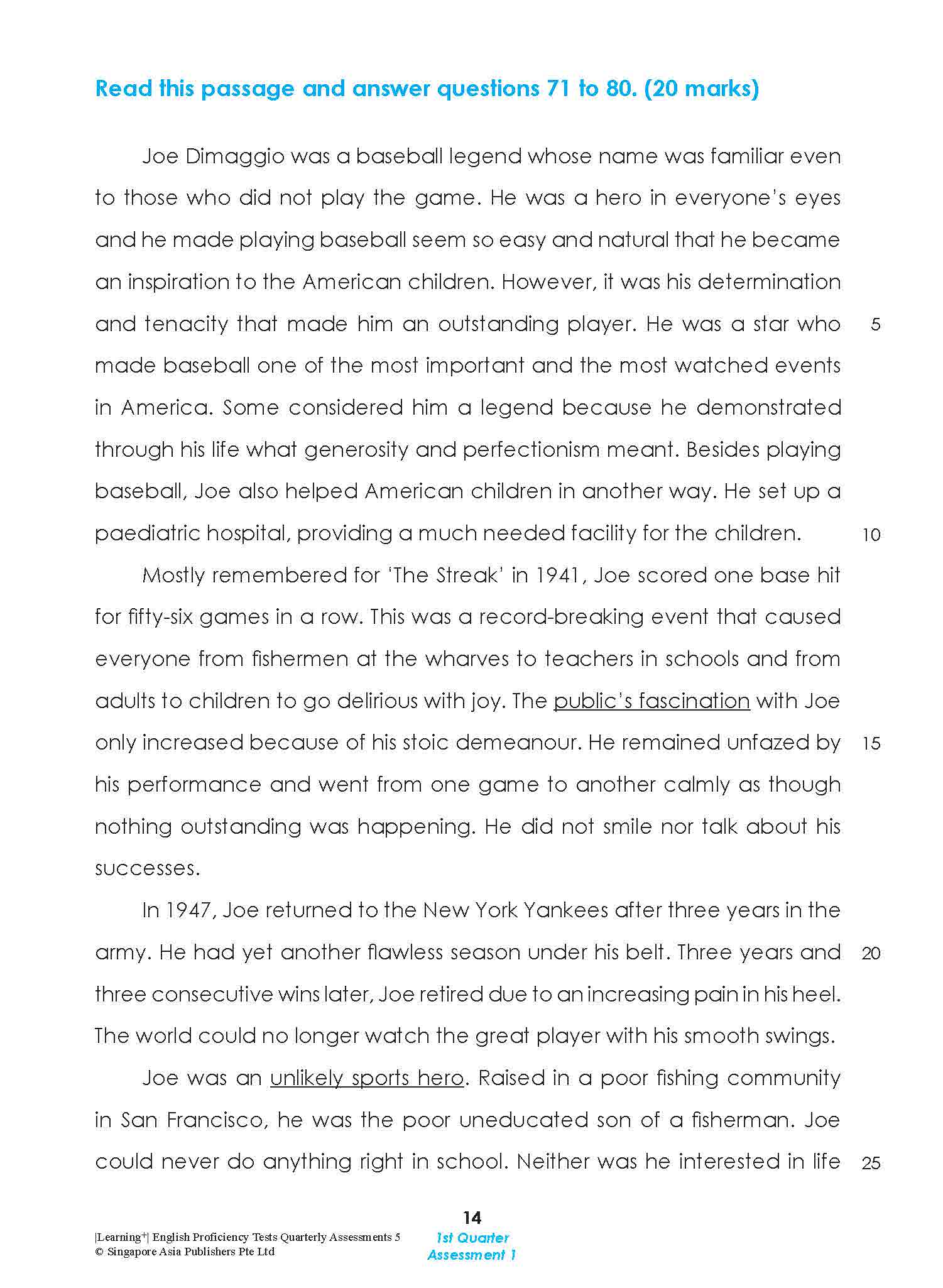 LEARNING+ English Proficiency Tests Quarterly Assessments 5